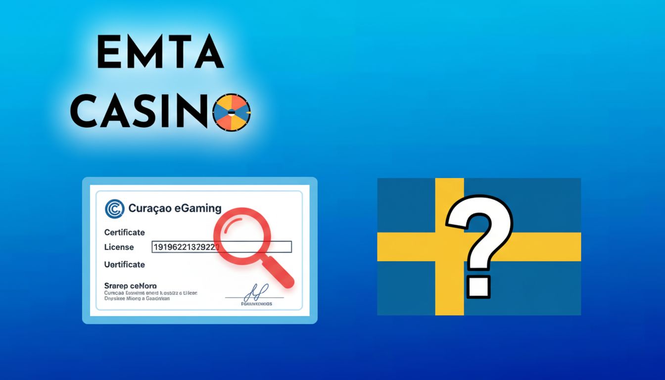 Alt: Curaçao-licens och säkerhet med svensk flagga och varning.